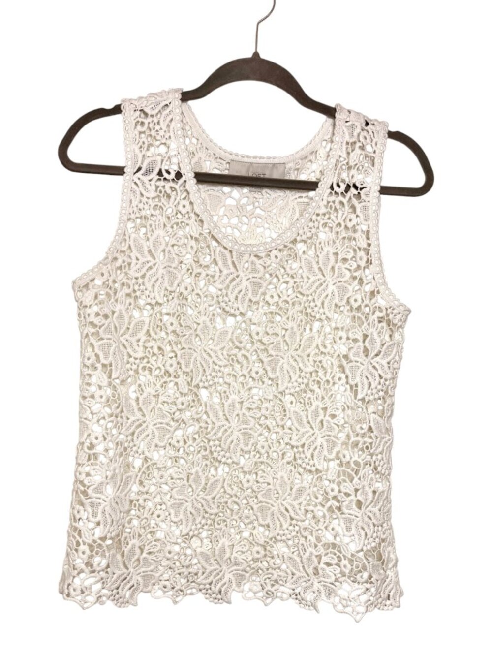 LOFT Ivory Crochet Lace Tank Top Romantic Festival Boho Sleeveless Small
